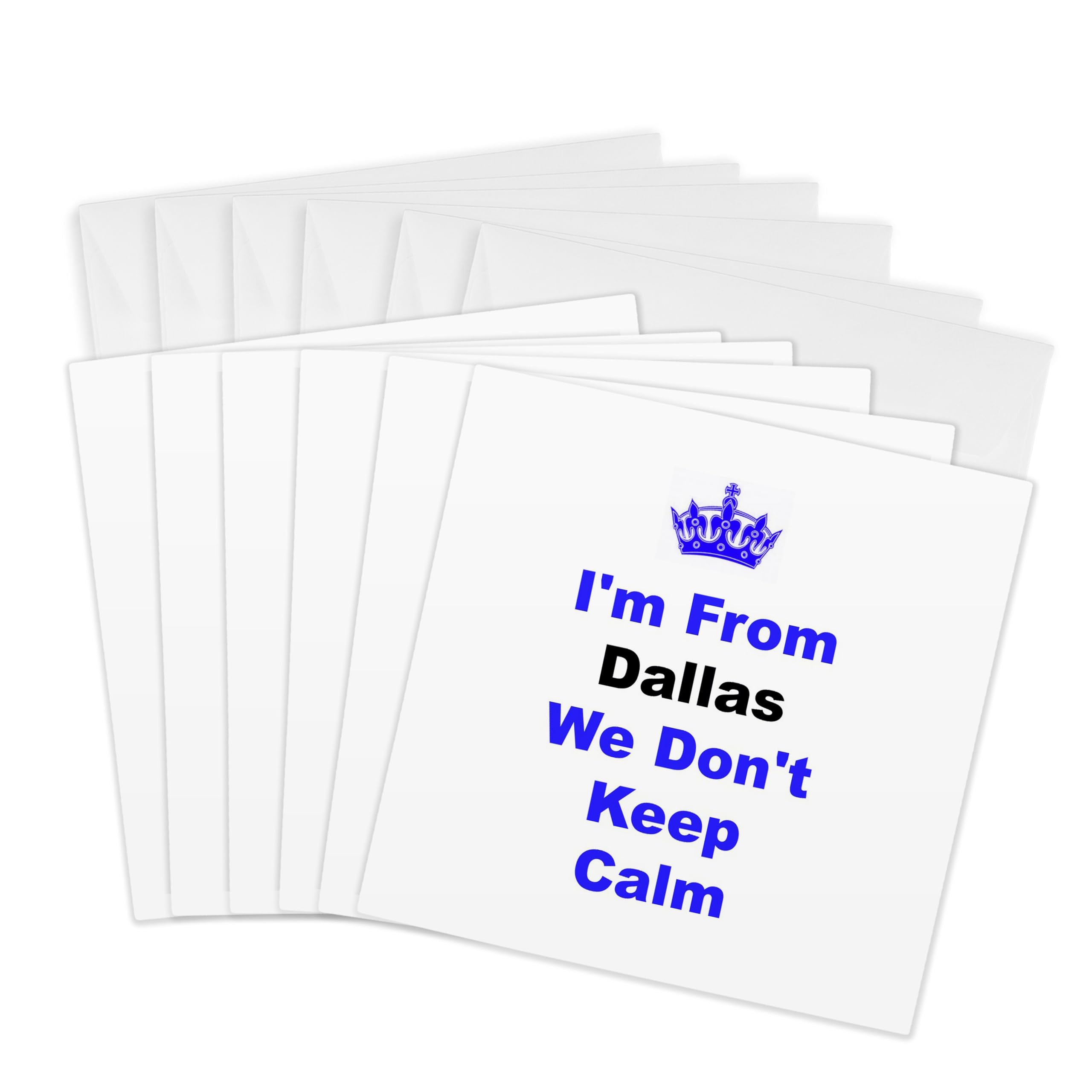 3dRose gc_180037_1 6 x 6-Inch "Dont Keep Calm, Dallas, Blue and Black Lettering on White Background" Greeting Card (Pack of 6)