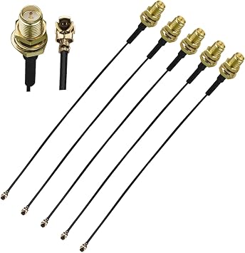 5pcs IPX U.FL to RP SMA Coaxial Cable, RP SMA Female to MHF1 IPX UFL 1.13mm Pigtail Cable, 6" 15cm Low Loss U.FL RP SMA Female Extension Cable, Wireless, Antenna, Mini PCI
