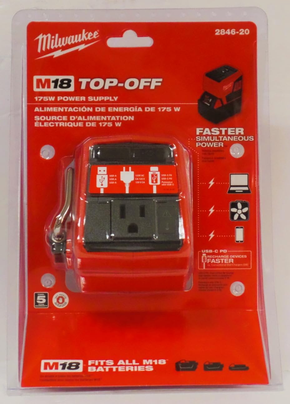 2846-20 M18 18V 175W TOP-Off Li-Ion Compact Inverter Power Supply