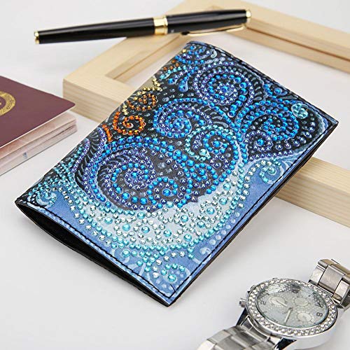 Porta-passaporte com pintura de diamante DIY 5D especial em formato de diamante capa de proteção par