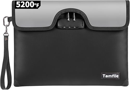 Miniatura 16 de Bolsa de dinero ignífuga de 5200°F con cerradura, bolsa de documentos ignífuga al agua con cremallera, 8 capas de aislamiento contra incendios