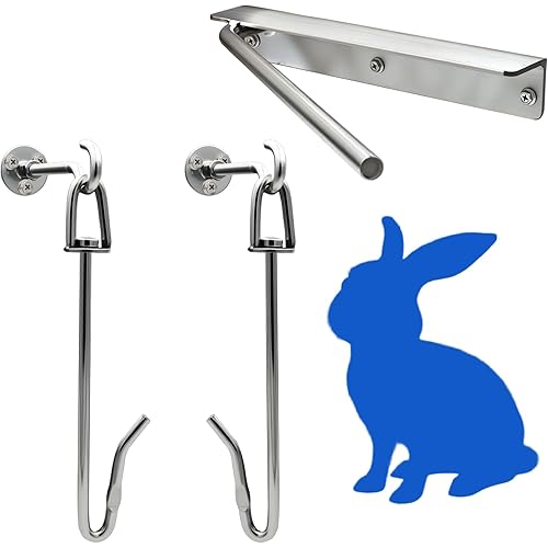 Rabbit Dispatch & Skinning Tool Set, Hopper Popper, Humane Cervical Dislocator + Hanging Rack for Meat Rabbits, Squirrels & Small Game Processing, Farm Homestead Butchering Equipment
