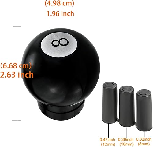 Miniatura 3 de Arenbel 8 pomos de palanca de cambios de bola, palanca de cambios redonda, repuesto para la mayoría de vehículos manuales, color negro