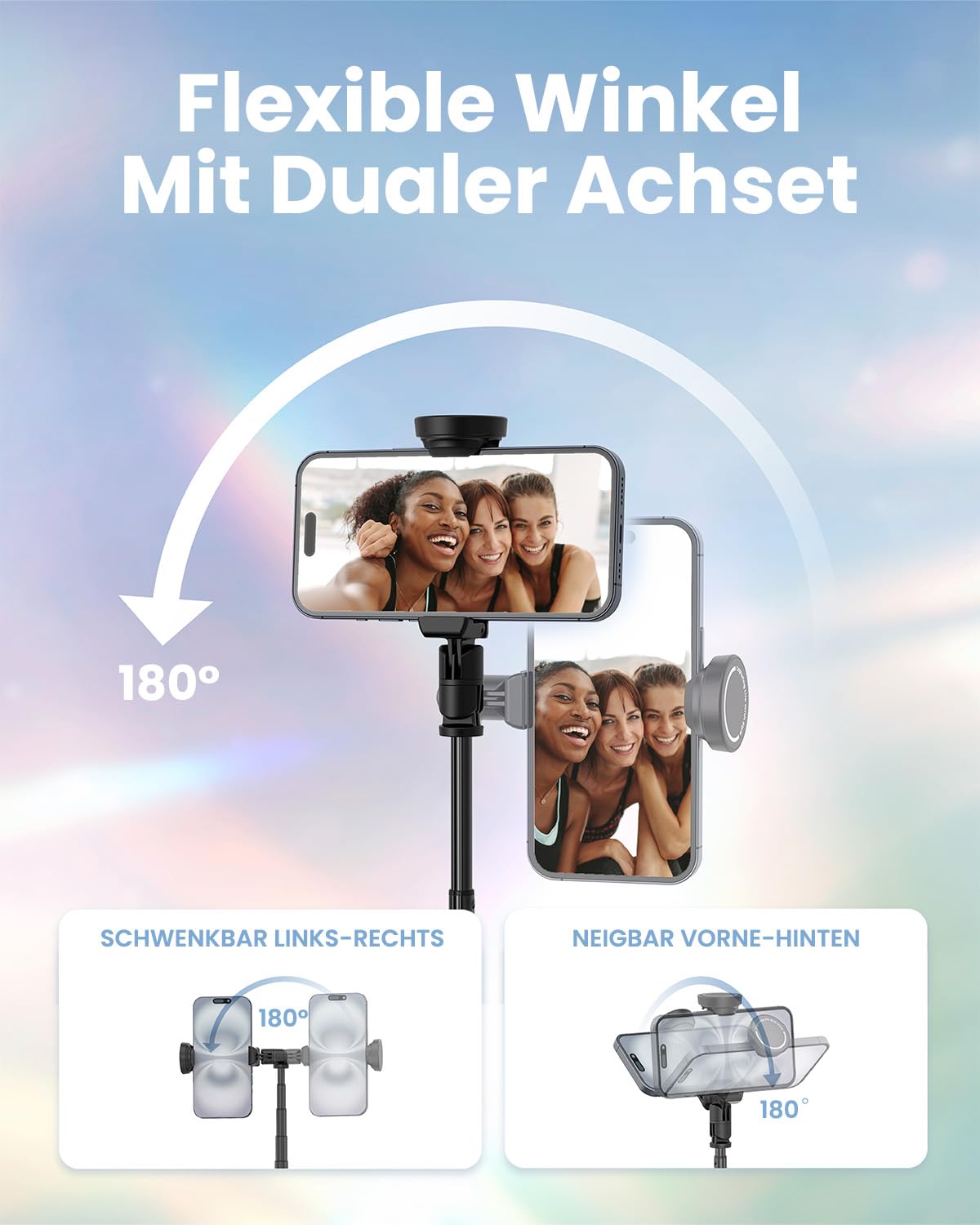 KraftGeek Automatisches Handy Stativ Selfie Stick 168cm, Smartphone Stativ für iPhone Samsung Huawei Xiaomi, Handystativ mit Bluetooth Fernbedienung, Aluminium Selfie Tripod für Reisen & Vlogging