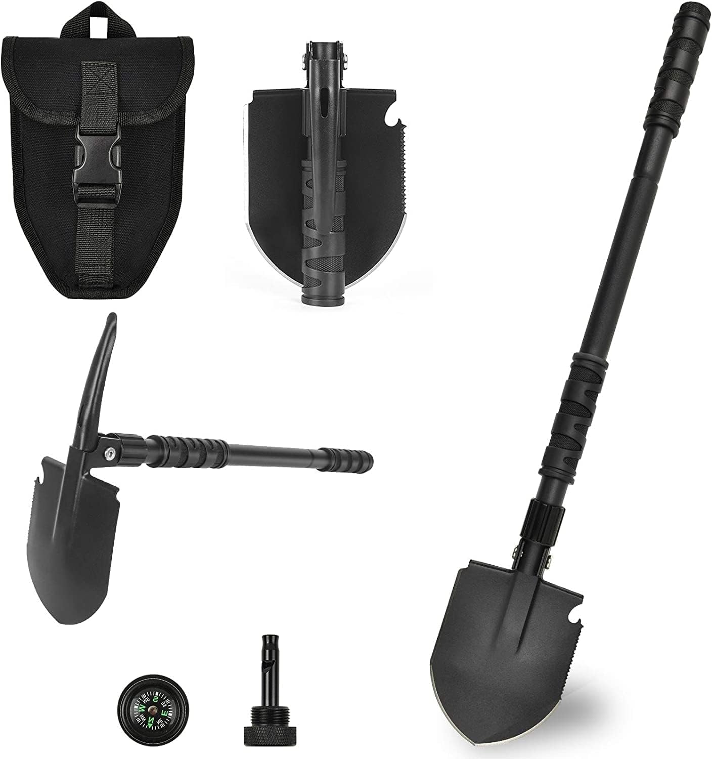 9-in-1 Folding Camping Shovel, Camping Shovel, Shovel Folding, Multitool, Foldable Entrenching Tool, Collapsible Spade, for Backpacking, Trenching, Hiking, Survival Tool