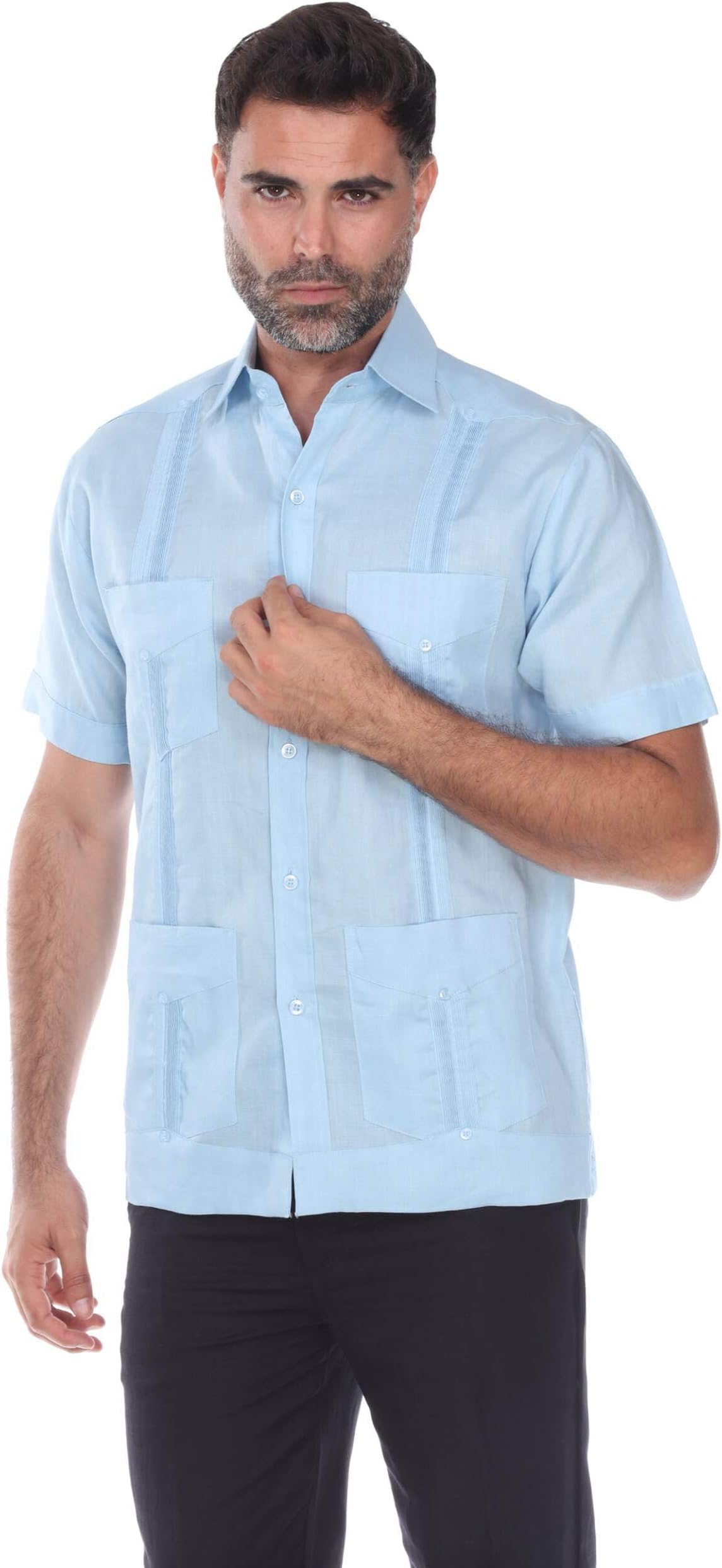 Guayabera Shirt Classic Poly Cotton Blend Short Sleeve NCM-1673