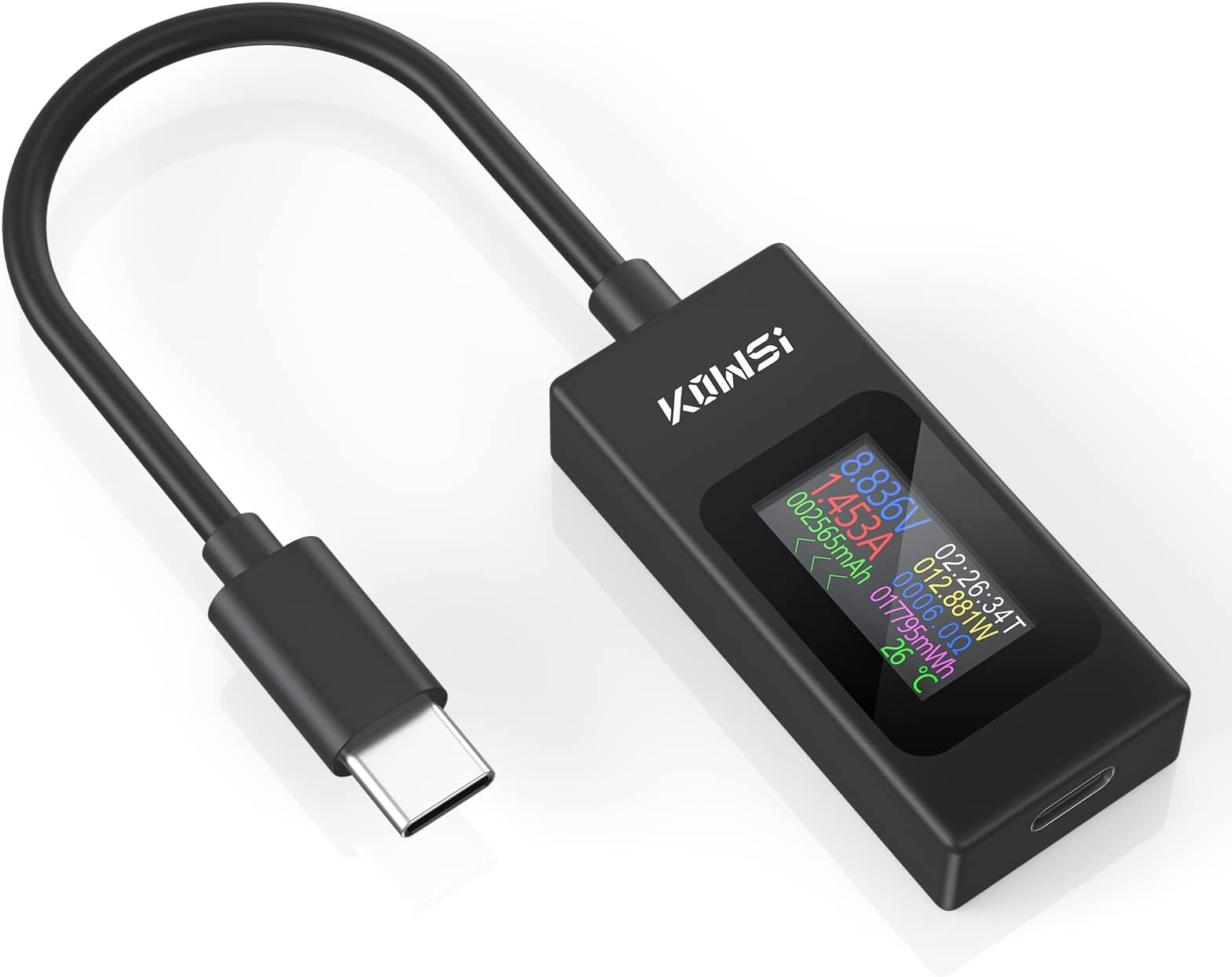 YOJOCK USB C Tester Power Meter 4-30V 0-6.5A Digital Multimeter, Type C Voltage and Current Tester Meter, Power Capacity, Working Time Ammeter Voltmeter USB Cable Charger Detector (Classic Version)