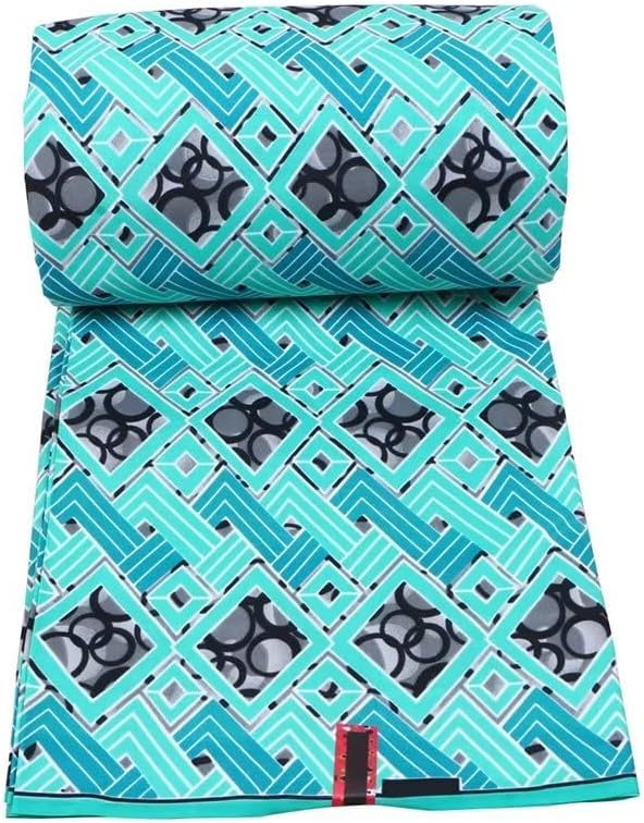 African Fabric 6 Yards Polyester Kente Print Wax Cloth Ankara Crafts Fabric