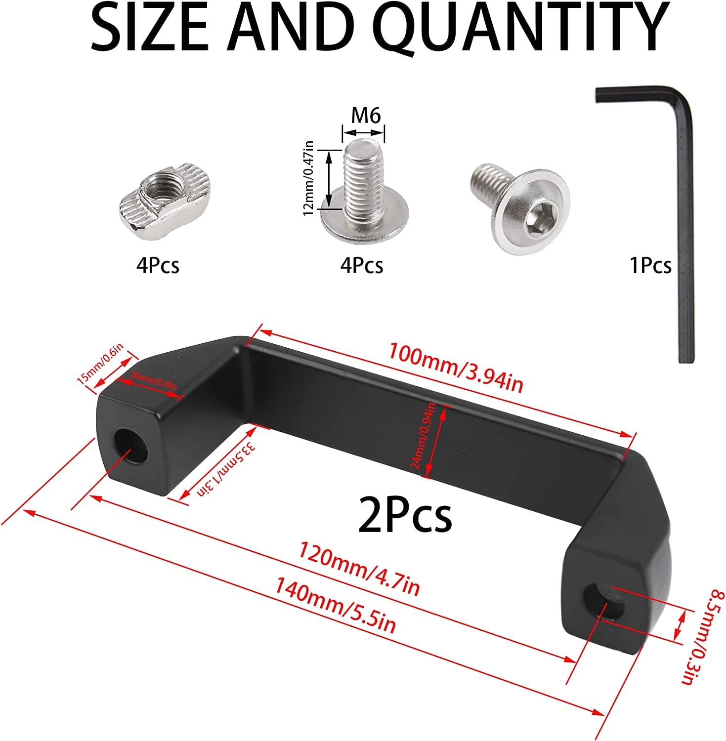 Maniglie Per Profili Alluminio Serie 30 - Set Di 2 Nero Con Dadi E Viti - Foto 4