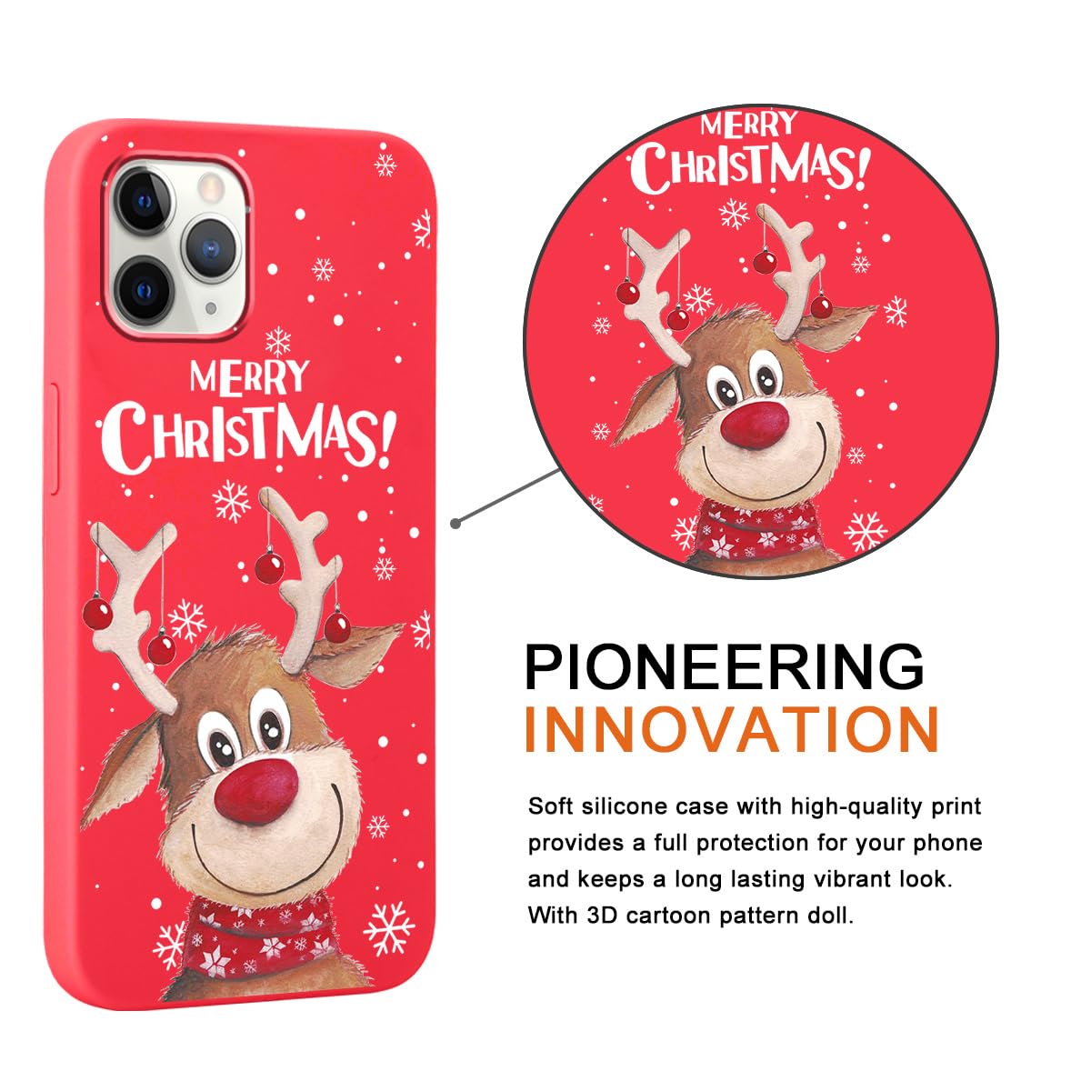 Yoedge Cover Natale Per Xiaomi Redmi Note 8 Pro – Trasparente Con Disegno 3D Cartoon – Silicone TPU Antiurto