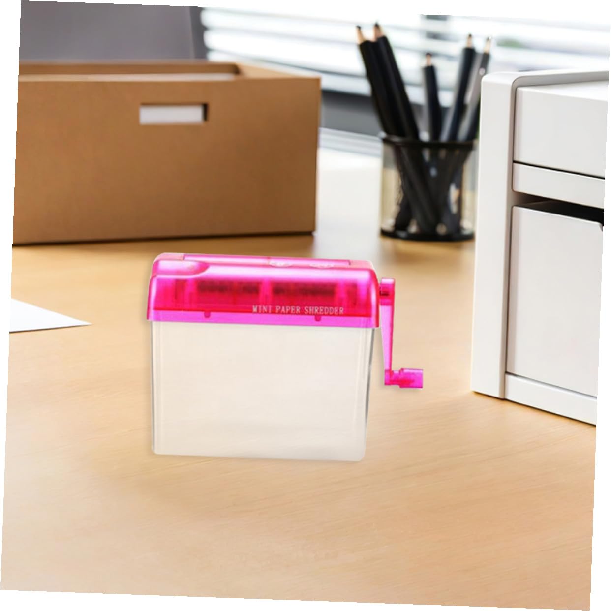 Generico Distruggidocumenti Manuale Portatile da Ufficio Domestico Mini Macchina Distruggidocumenti Compatta Funzionamento a Manovella Set 2 Pezzi Colori Rosa e Blu per Protezione