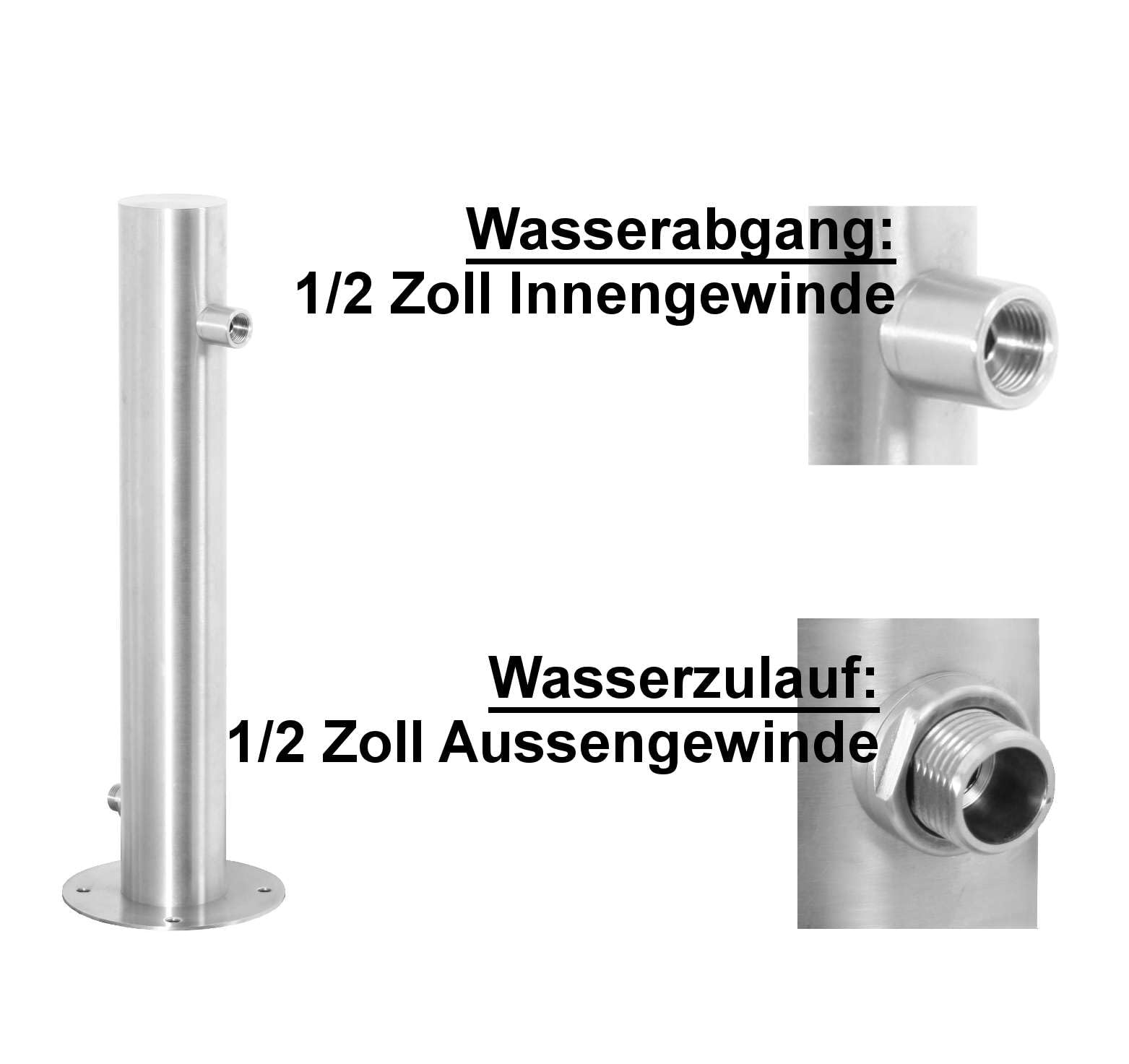 vanvilla Edelstahl Profi Wasserzapfstelle Garten Wasserzapfsäule Edelstahl Zapfstelle Zapfsäule Wassersäule 50cm rund
