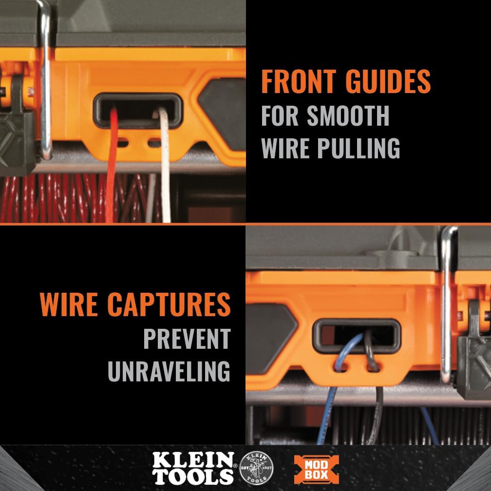 Klein Tools 54825MB MODbox Wire Spool Dispenser, Conduit and Wire Puller, Holds (4) 500-Foot Spools, 120-Pound Capacity, Compatible with MODbox Components