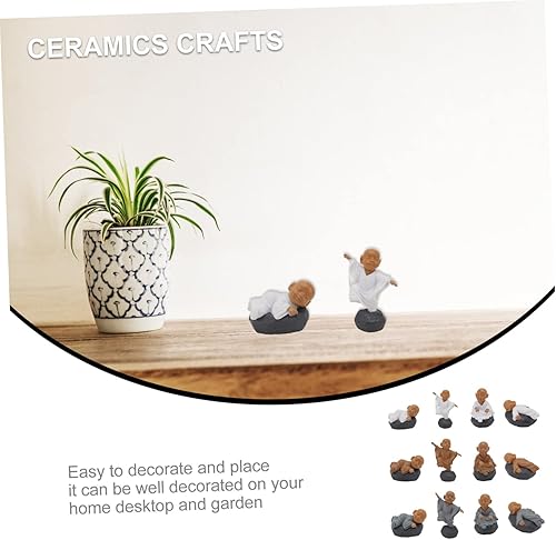 Miniatura 9 de ARTIBETTER Adorno de paisaje monje para decoración al aire libre, escultura de cristal, decoración de miniture, accesorios para tablero de