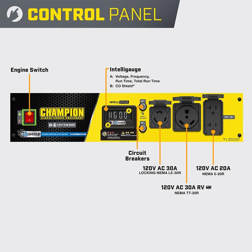 Control panel of the Champion generator