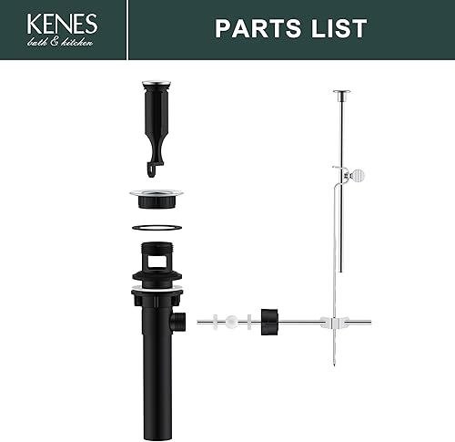 Miniatura 117 de KENES Desagüe desplegable de bronce aceitado para lavabo, tapón de drenaje para lavabo, montaje de drenaje de fregadero sin desbordamiento, anti