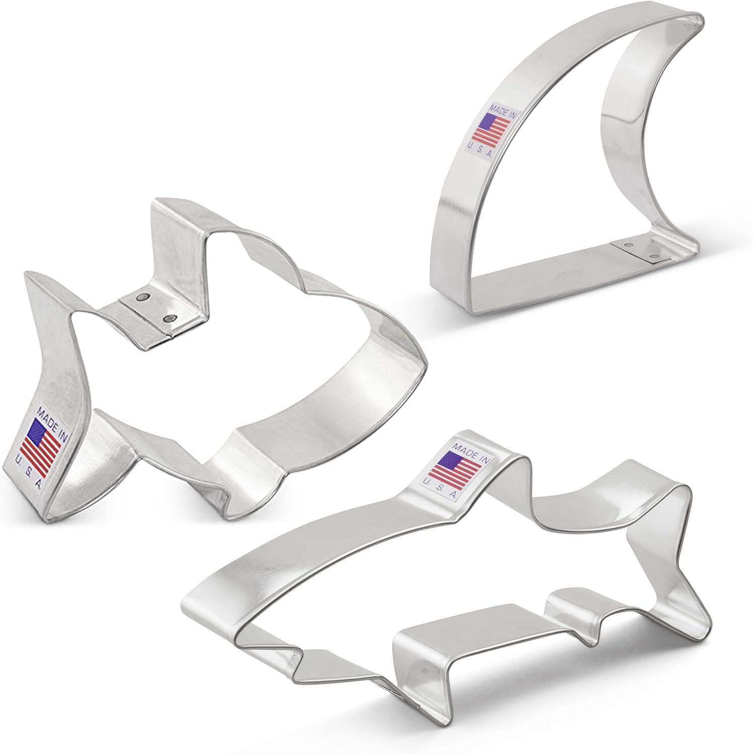 Shark Cookie Cutter 3-Pc Set Made in USA by Ann Clark, Baby Shark, Shark Fin, Shark