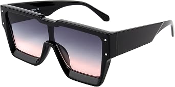 KENBO Oversized Sunglasses Women Men Trendy Square Sunglasses One Piece Lens Big Sunglasses, Grey Pink, M