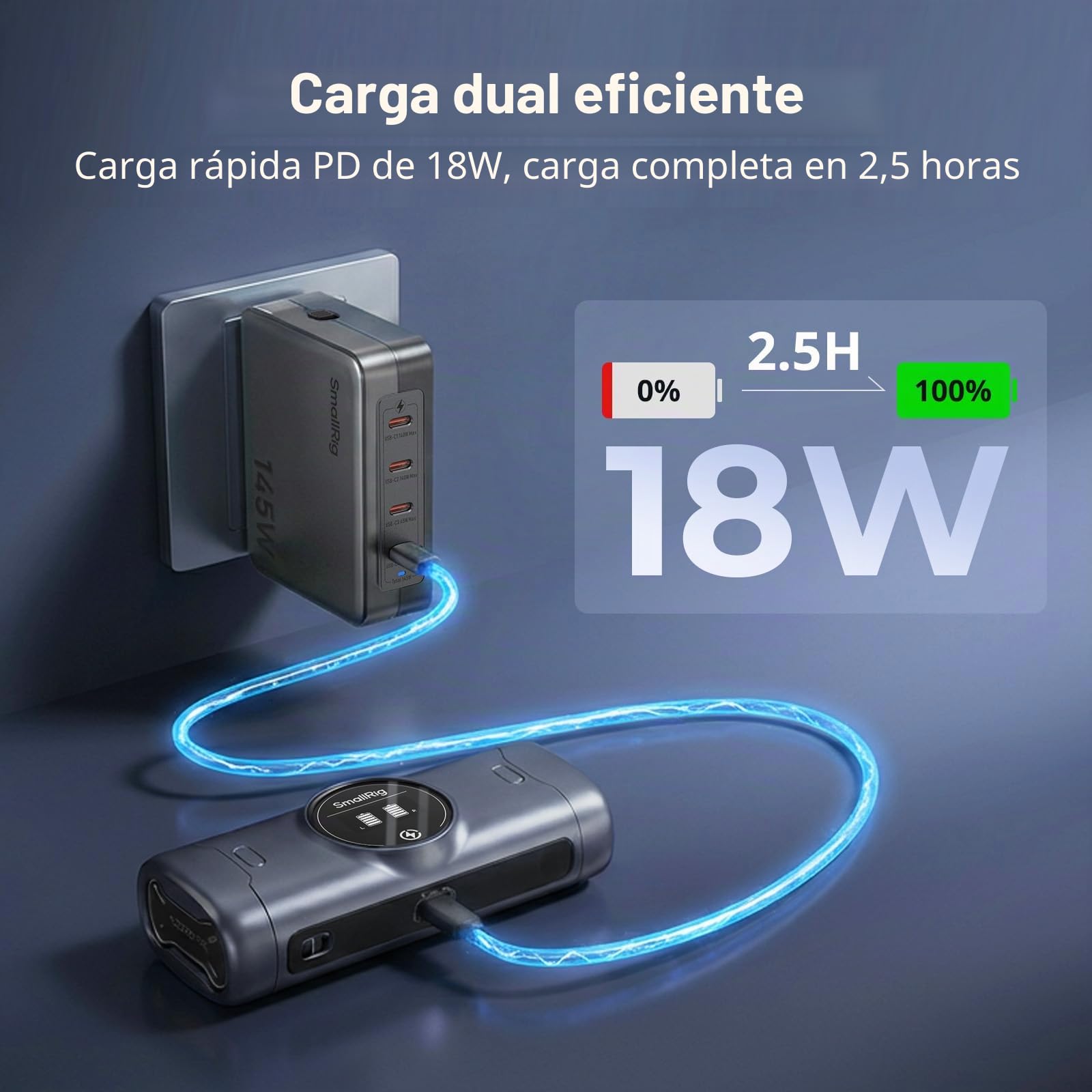 SMALLRIG Cargador de Batería Dual para Sony NP-FZ100, Carga de Alta Eficiencia, para A7 IV, A7C R, A7C II, FX3, FX30, A7 III, A7C, A7R IV, A7R III, A6700, ZV-E1-5106