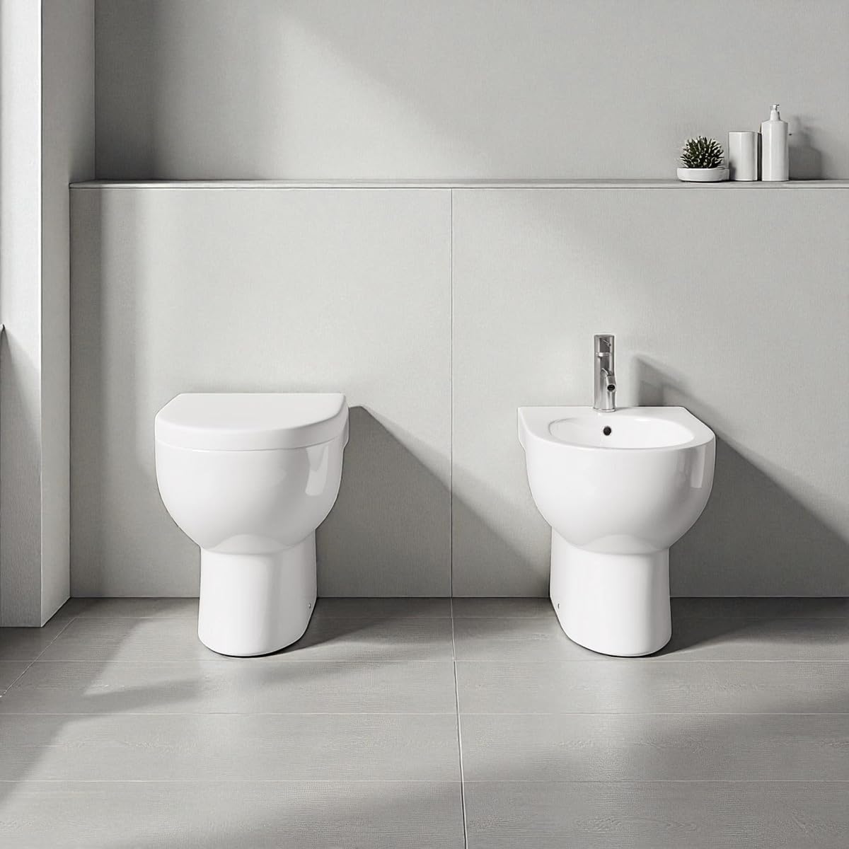 Yellowshop - CLARY Set coppia sanitari a terra vaso rimless e bidet con coprivaso soft-close