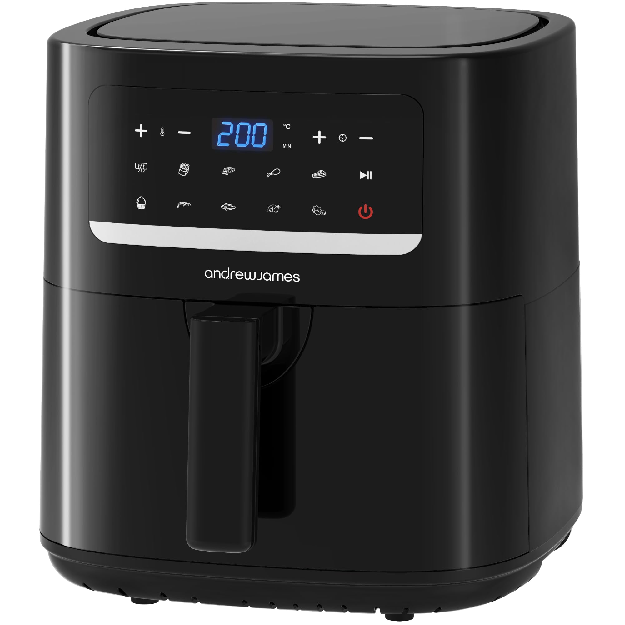 Andrew James 4.5L Digital Air Fryer, 1600W 10-in-1 Airfryer, Small Air Fryer for Home, Air Fry, Bake, Roast & Grill, LED Touch Display, Rapid Airflow, Non-Stick, Dishwasher Safe