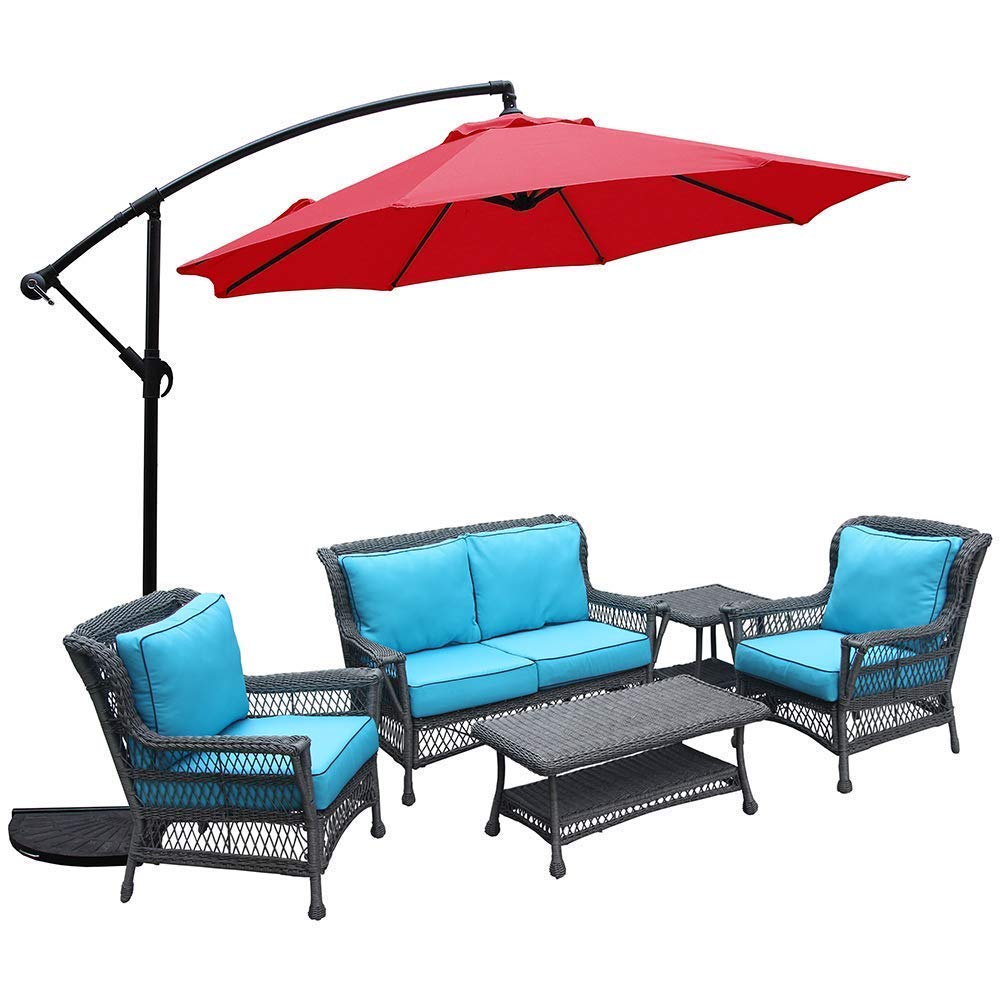 Parasol ogrodowy Wiszący parasol Parasol z poliestru i stali, z korbką i funkcją pochylania()