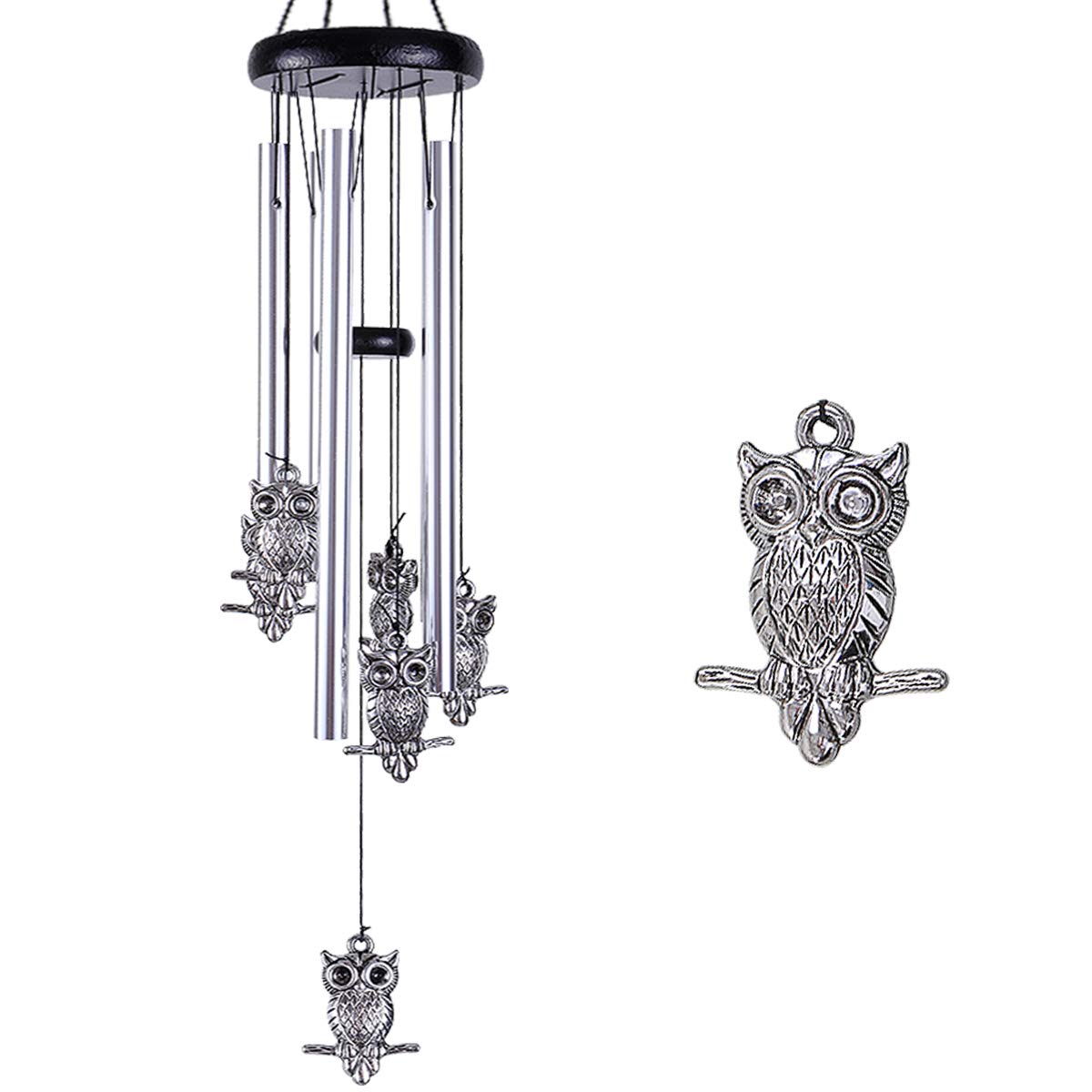 Owl Wind Chimes Outdoor/Indoor Decor - Memorial Wind Bells, Romantic Wind Catcher, Blessing Windchimes Gifts for Mom, Home, Balcony, Yard, Tree, Indoor, Festival Garden Decoration(5 Tubes, 6 Owls)