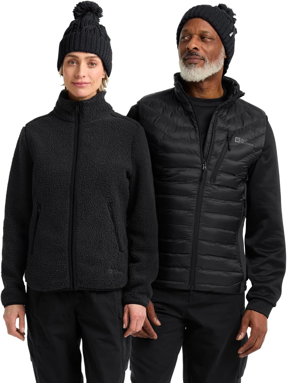 Jack Wolfskin Unisex Pompom Beanie Hat - Black - One Size