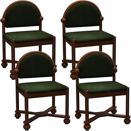 Miniatura 24 de JKGHK Wooden Dining Chairs, Home Dining Room Kitchen Chairs, Fabric Upholstered Kitchen Side Chair, Retro Curved Backrest Living Room Chair for