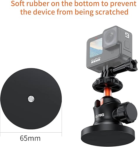 Miniatura 4 de UURIG BH07 - Soporte magnético para cámara con cabezal de bola de 360, soporte de base de montaje magnético con rosca de 14 a 20 para GoPro,