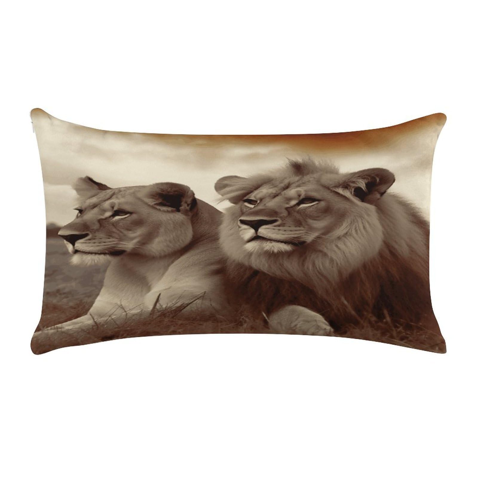 VstaDank African Lion and Lioness Throw Pillow Covers Rectangular Cushion Case Short Plush Pillowcase with Zipper Luxury Cozy Lumbar Pillows Shells Decorative Pillow Shams 12 X 20 Inch