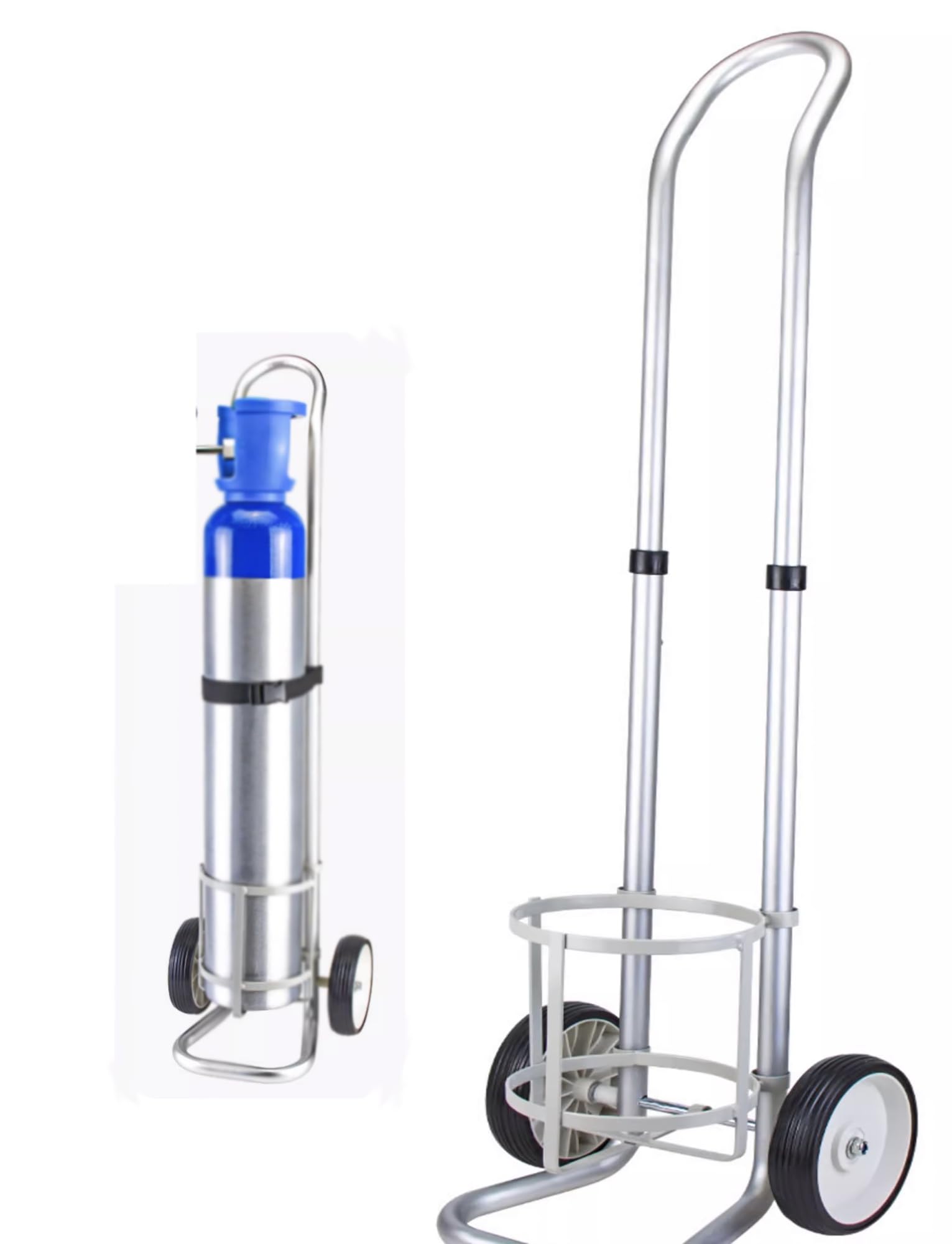 GTHTUHFD Metal Oxygen Tank Holder Cart With Wheels - Mobile Oxygen Carrier For 4-15L Tanks, Ring Fixing Frame, Portable Oxygen Tank Trolley, Durable Oxygen Cylinder Cart,15.8cm/6.2in