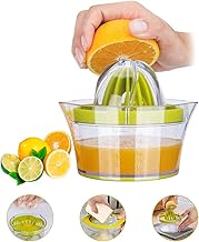 Citrus Lemon Orange Juicer, Manual Hand Squeezer with Built-in Measuring Cup and Grater 12OZ 4 in 1 Multi-function Manual Juicer with Multi-size Reamers, Ginger Garlic Cheese Grater Egg Yolk Separator (Green)