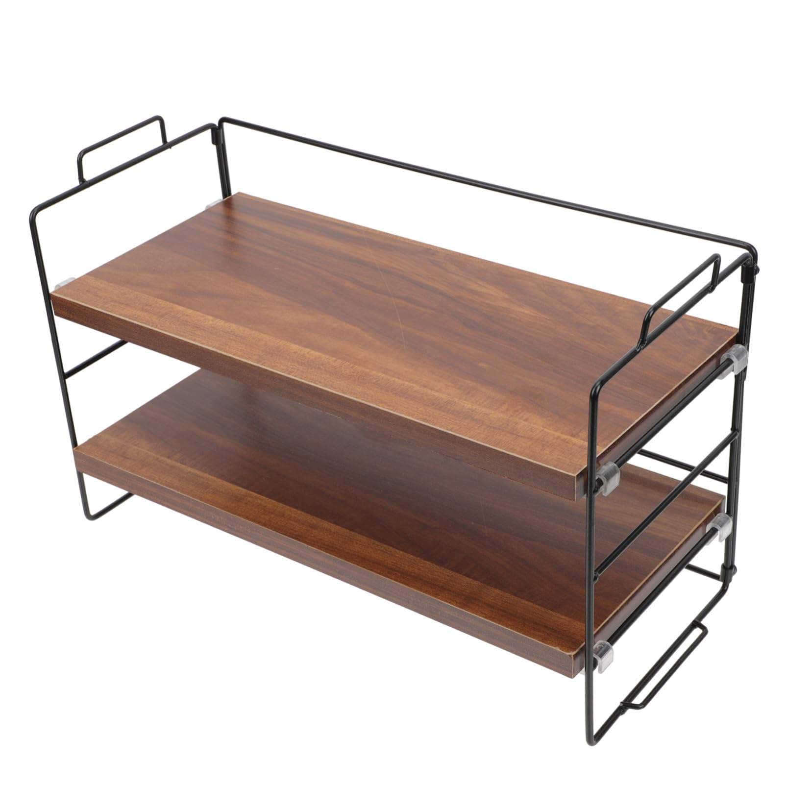 Étagère de bureau marron MAGICLULU double couche en fer et bois