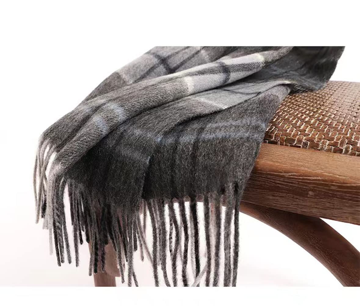MUYAN Schal für Damen & Herren mit Fransen 100% Wolle Winter Schals Herren Kariert Warme Schals 30 x 180 cm
