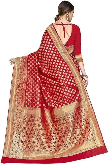 Glory Sarees Women's Woven Pure Soft Kanjivaram Silk Saree Banarasi Style With Blouse Piece for Wedding