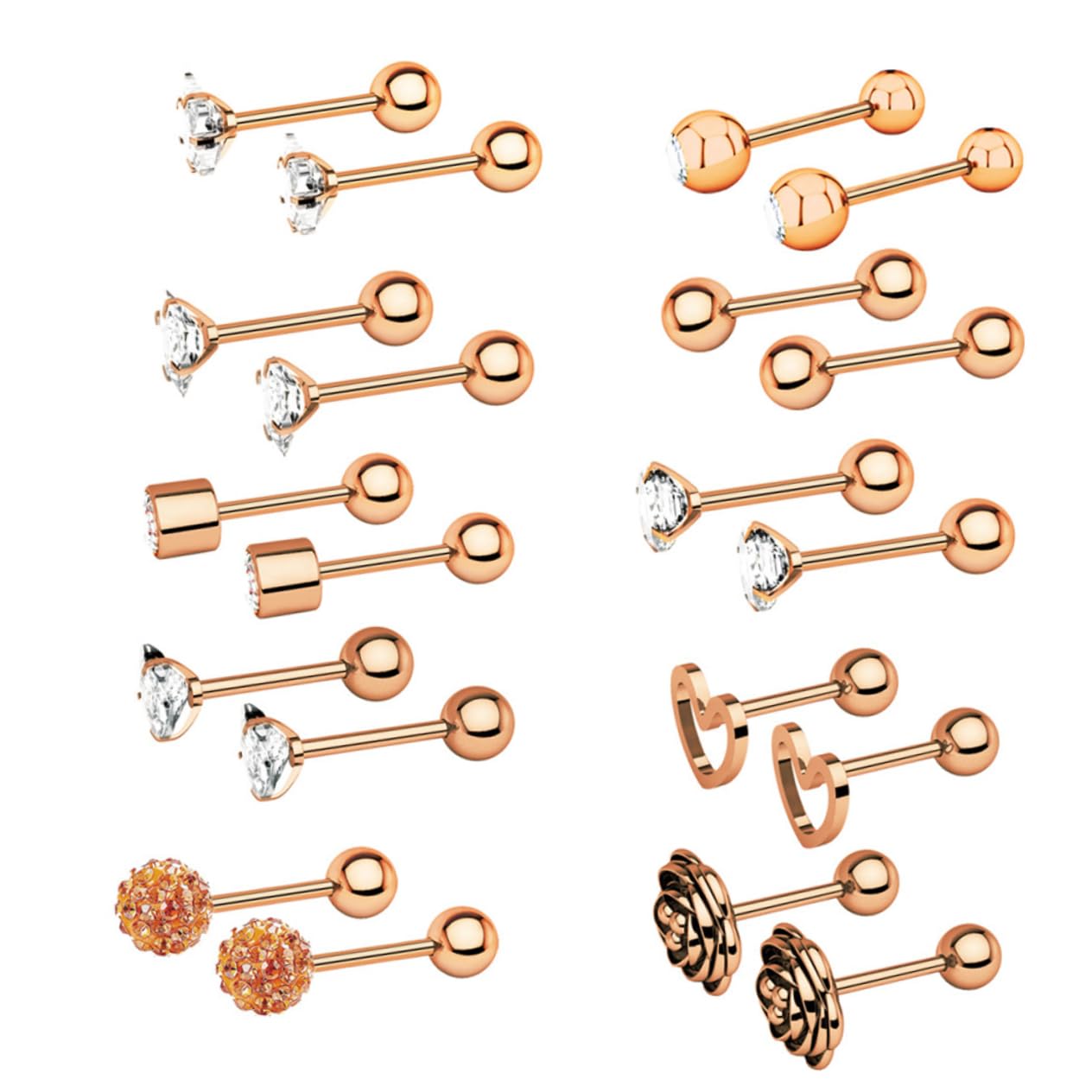 SOIMISS 20pares Conjunto Joyería Unisex Piercings De Acero Inoxidable Incluye Anillos De Cejas Pendientes De Zircon y Clavos Para Labios Para Uso Diario y