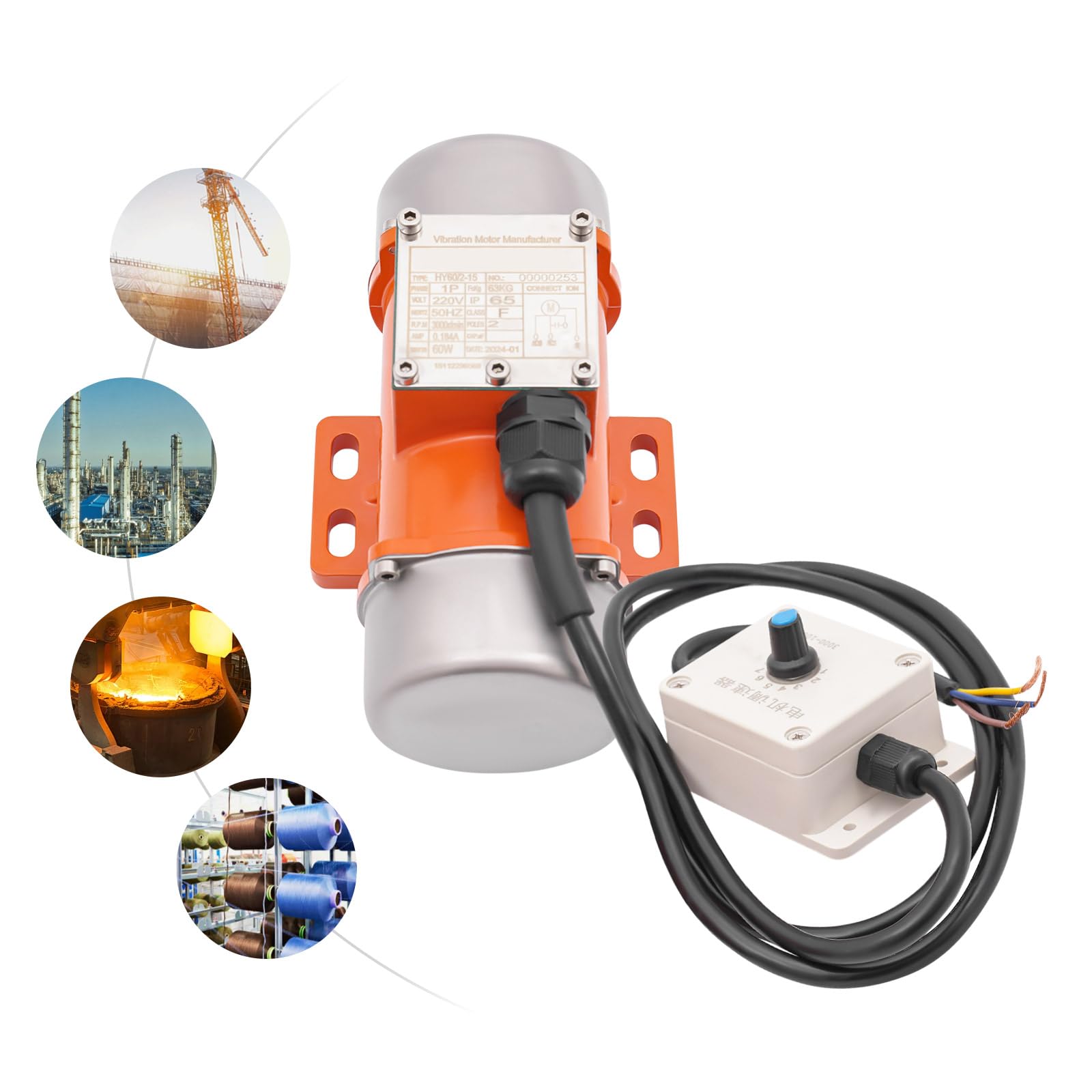 Vibrationsmotor mit Drehzahlregler Elektrischer Vibrationsmotoren Rüttelmotor 60W Vibrationsmotor + Geschwindigkeitsregler - Wechselstrom (ohne Stecker 220V) in großen Stahlwalzanlagen, großen Präzis