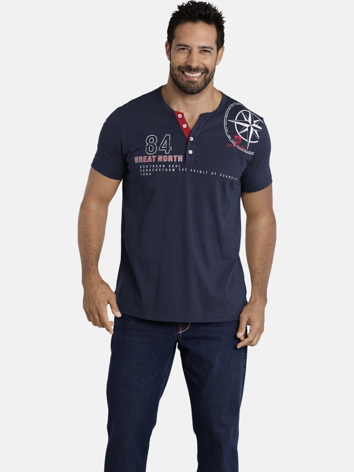 Jan Vanderstorm Lindrad t-shirt męski, granatowy, 4XL
