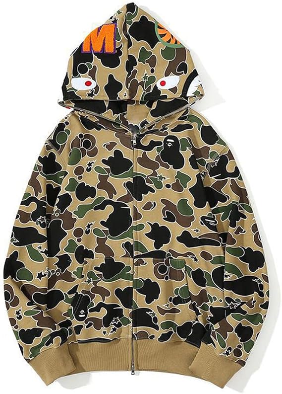 Shark Joe Camo Hoodie Ape Hoodie Men's Full Zip Hooded Sweatshirt For Men Women Color : DD, Size : XX-Large