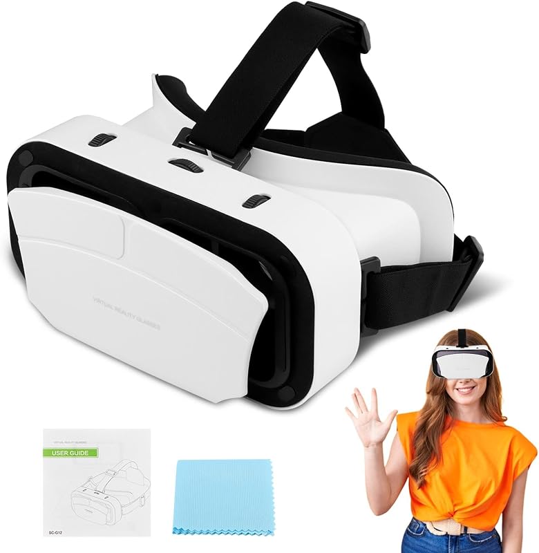 lentes de realidad virtual, lentes 3D VR, auriculares VR ajustables con lente gran angular para juegos de películas, protección de ojos anti-azules, juego universal de lentes de realidad virtual para principiantes