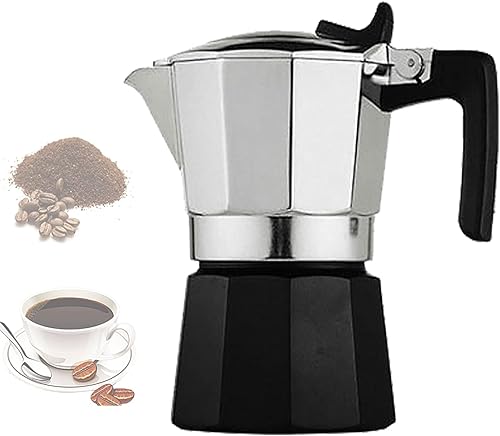 Miniatura 15 de Máquina de café expreso de aluminio, olla moka de 2 tazas (3 onzas - 3.0 fl oz), para estufa de gas o eléctrica, cafetera clásica italiana y cubana