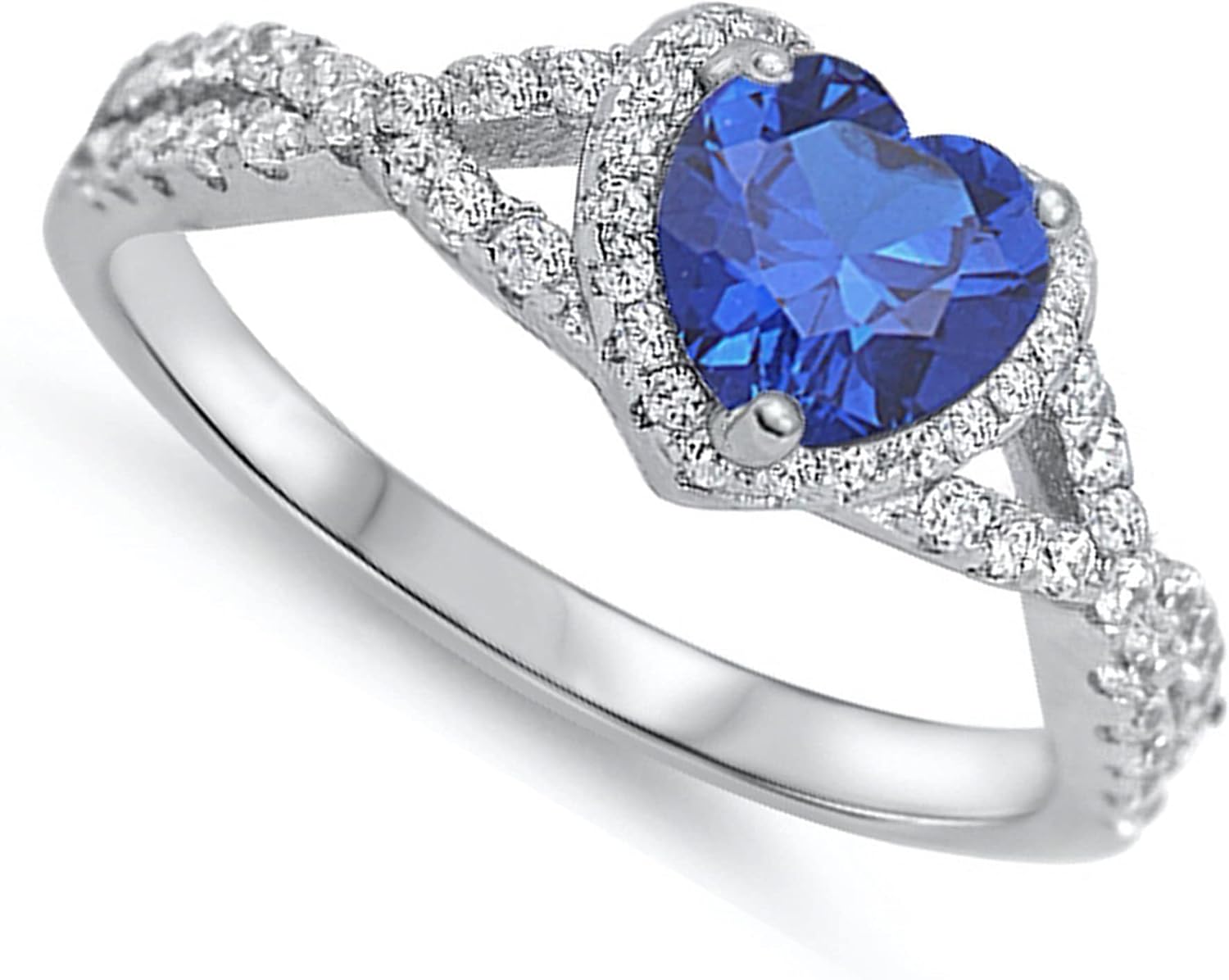 925 Sterling Silver Infinity CZ Heart Engagement Ring Sizes 4-13