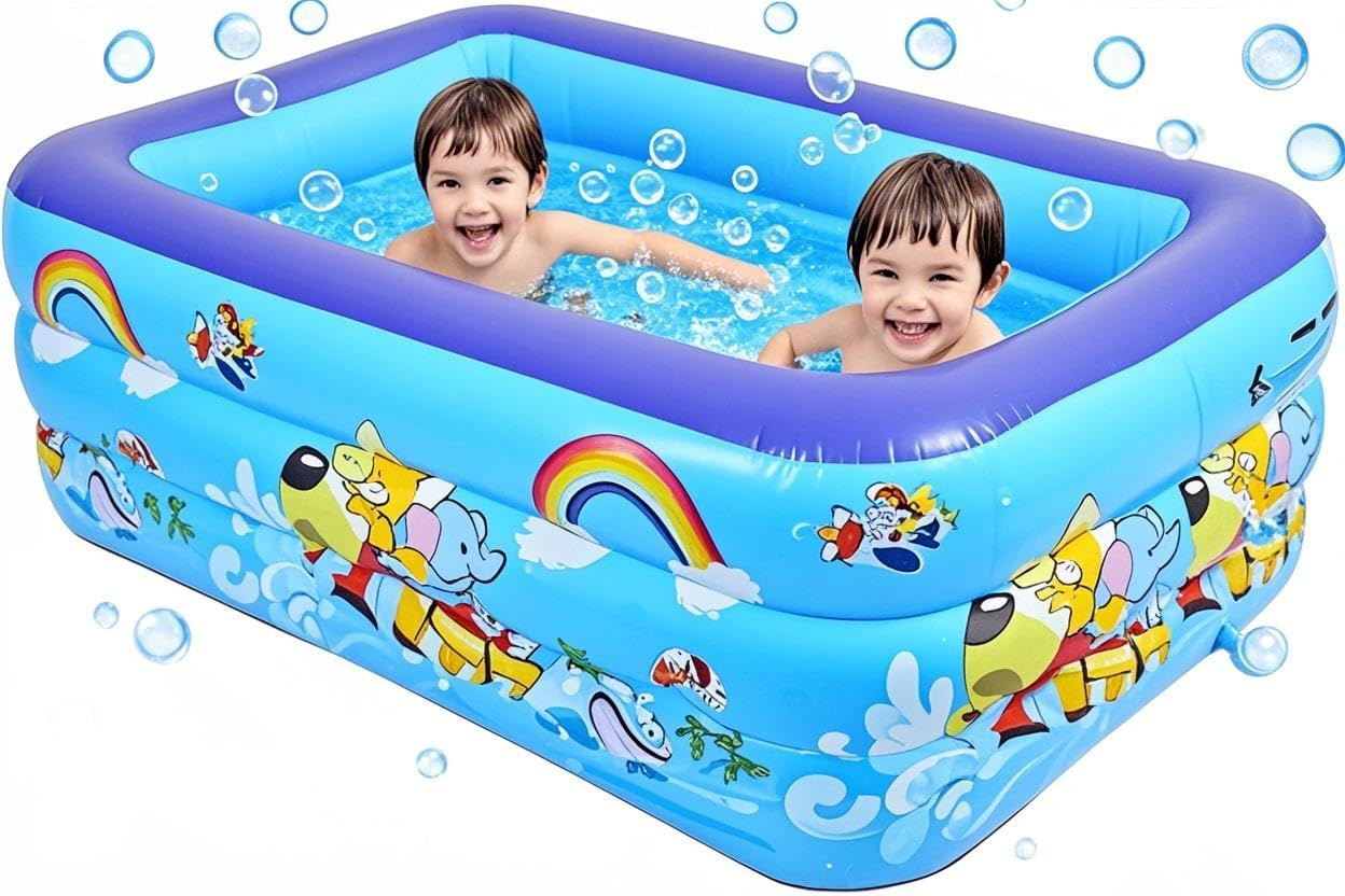 Swimming Pools, Inflatable Swimming Kiddie Pool for Kids Baby, Size 51"×36”×22“ Full-Size Durable Thickened Above Ground Family Pool for Summer Water Party, Outdoor Garden, Backyard