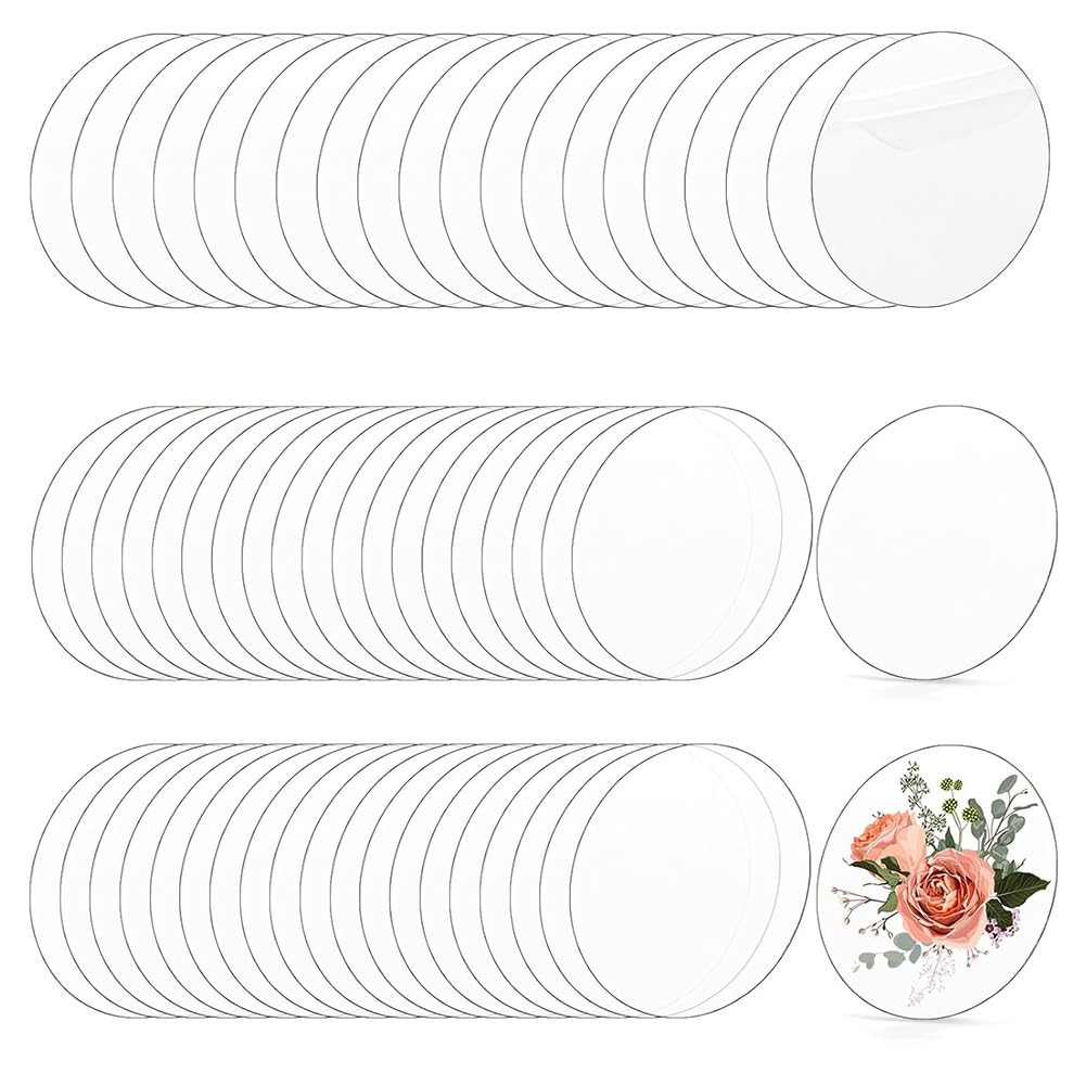 CTRLZS 60 Pcs 4 Inch Clear Circle Acrylic Sheet, Round Acrylic Disc, Clear Acrylic Ornament Blanks for DIY Projects