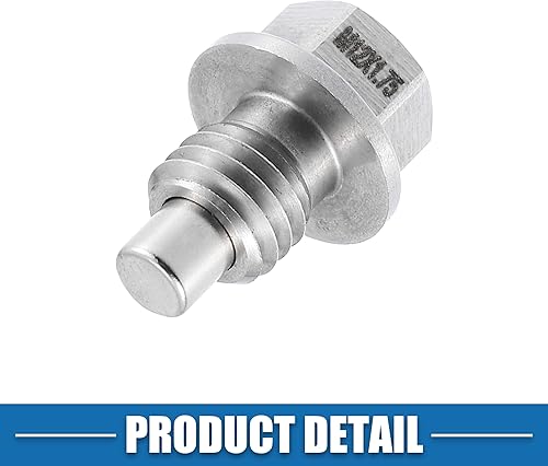 Miniatura 7 de Tapón magnético de drenaje de aceite para motor de vehículo M12x1.25 de acero inoxidable con lavadora de cobre (paquete de 2)