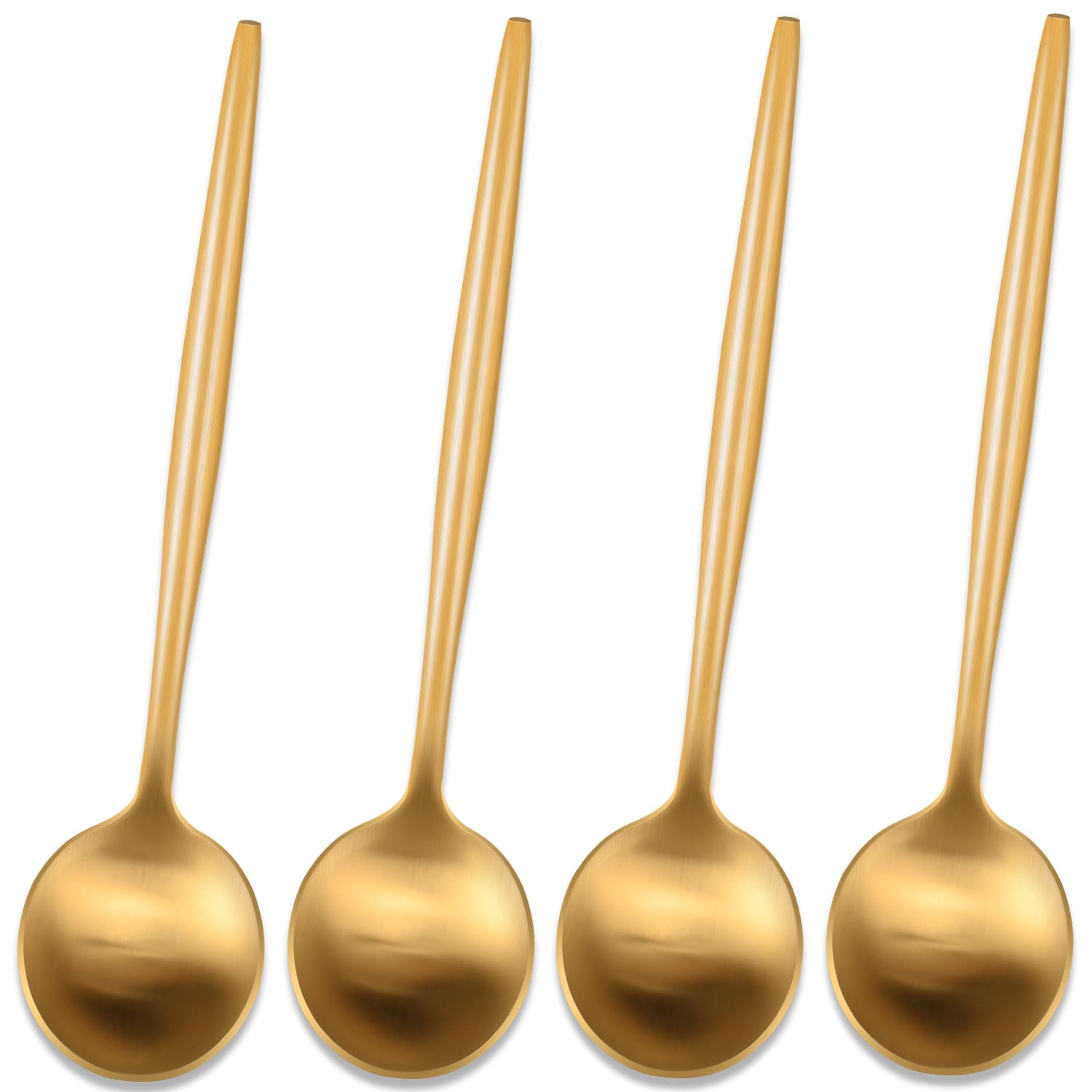 5.1 Inches Satin Gold Coffee&amp;Tea Spoons,Small Demitasse Spoon,Mini Spoons For Stirring,Gold Teaspoons Set Of 4 SS18/10 Solid Round Spoon