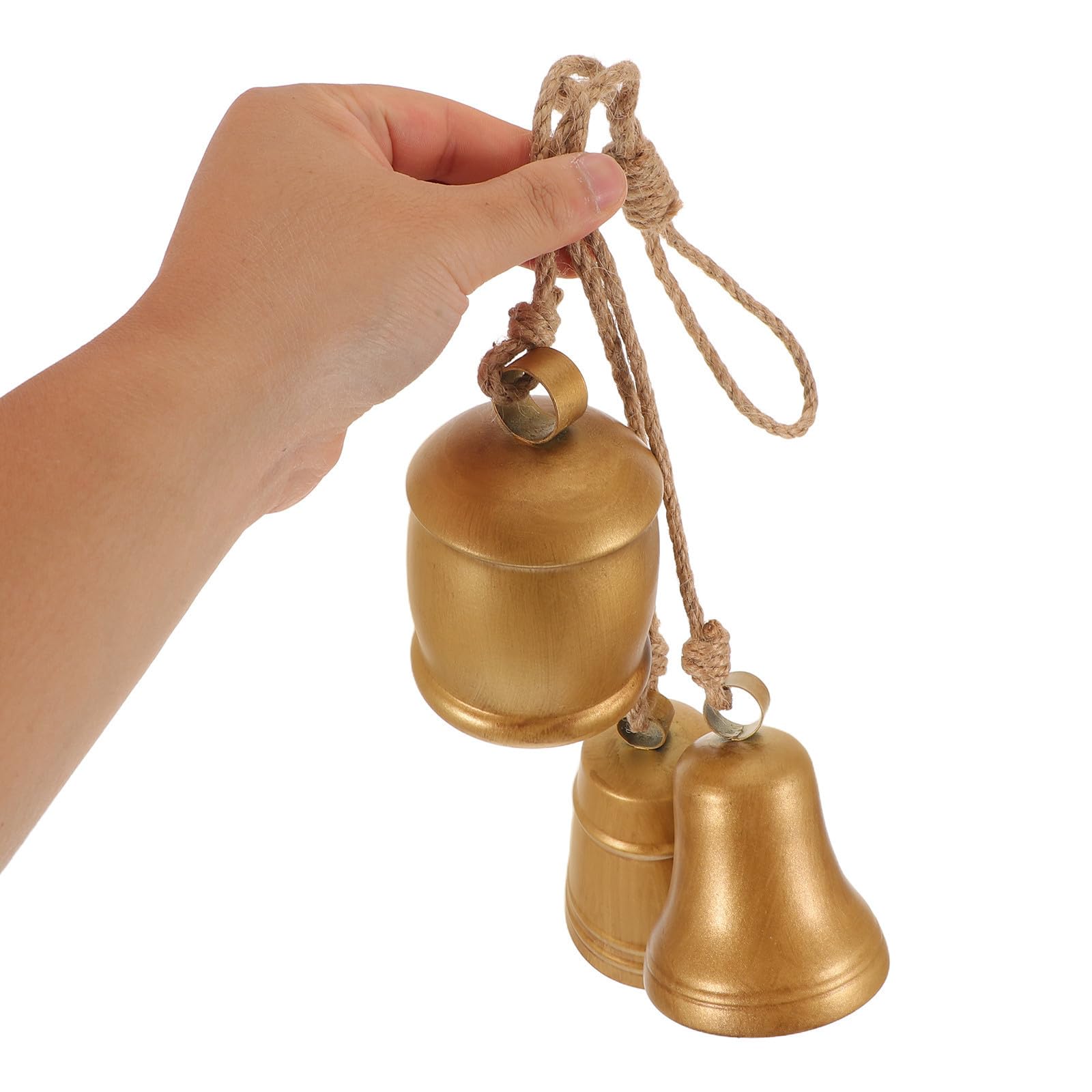 Toyvian 4 Pezzi Campanella Decorativa in Metallo con Corda per Natale, Oro | Decorazione Rustica per Casa e Porta, Suono Nitido, Compatta, Facile da Appendere, Atmosfera Festiva