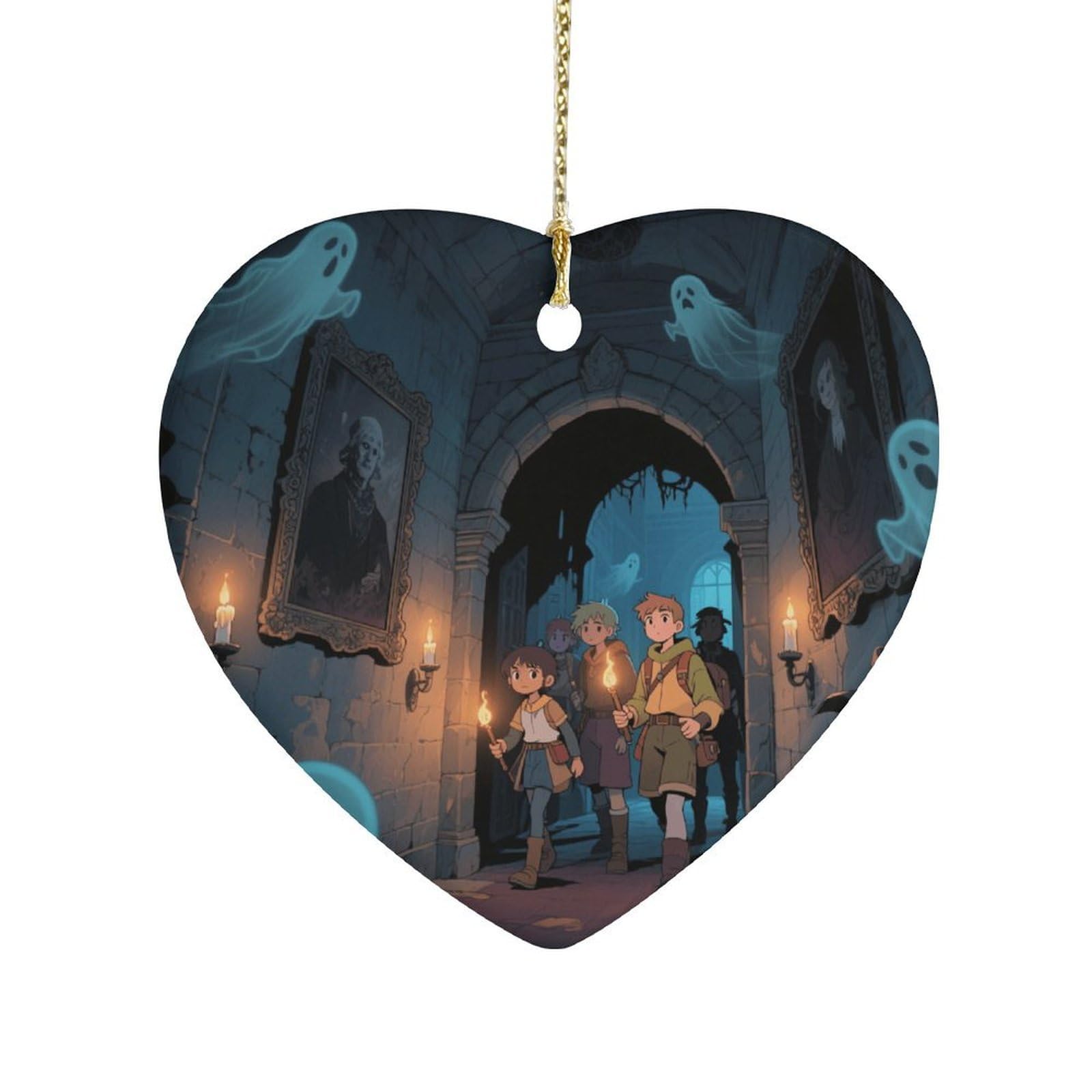 Fekiloot Style Ghost Castle Ceramic Ornament Home Decor Keepsake