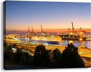 Bathroom Wall Art Decor for Bedroom Living Room Small Canvas Wall Art Framed Fremantle Port at Sunset Perth Western Australia Australia Prints Artwork Painting Pictures Kitchen Office